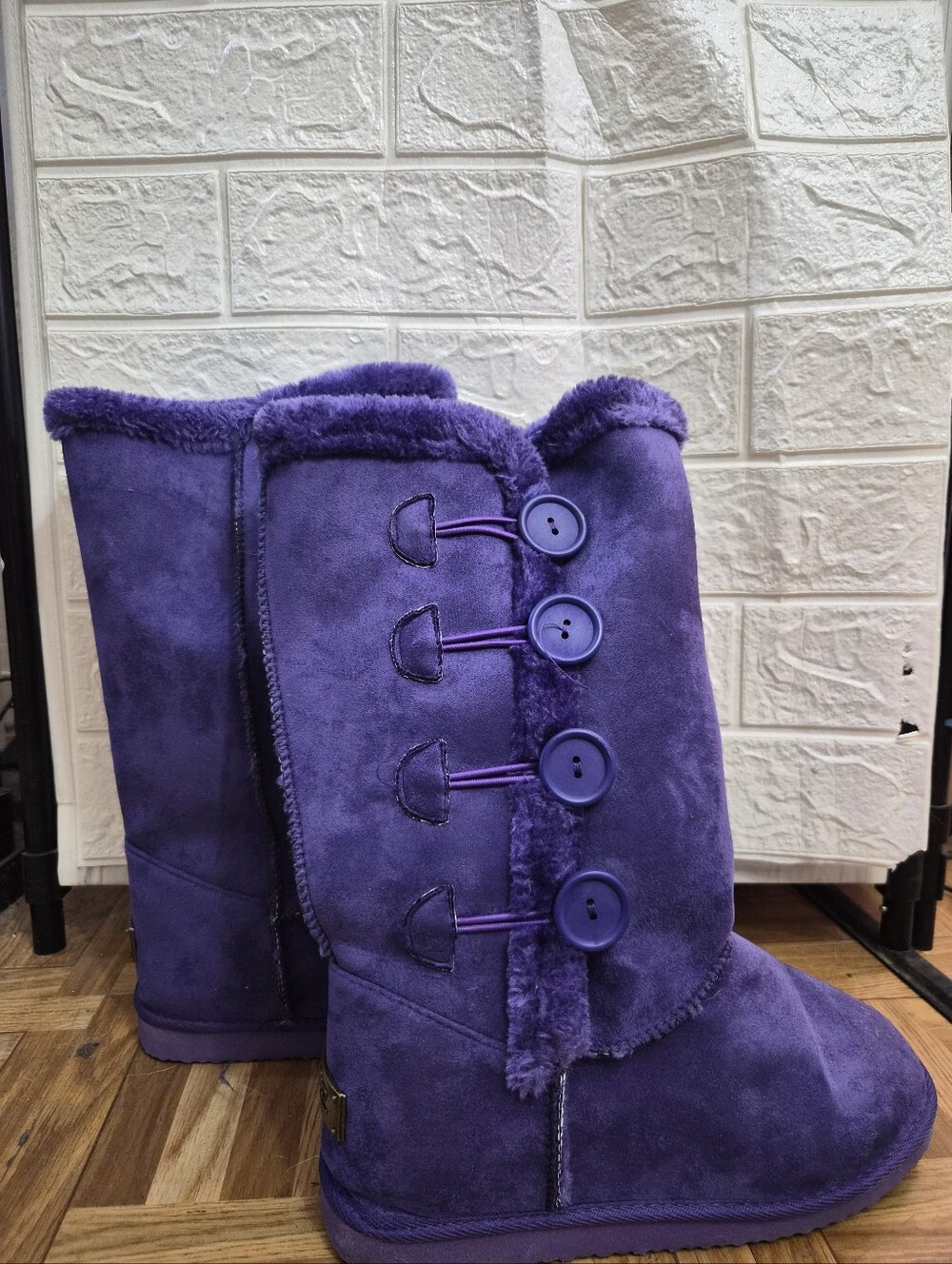 Women's Cloverlay Fleece Lined Mid-Calf slipper Boots Fur Lined Purple sz 9